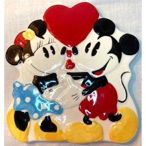 Mickey Minnie Mouse DISNEY Spoon Rest Ceramic Orig Box Treasure Craft Heart Love
